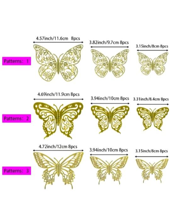 12pc Gold Butterfly Deco - Design might slightly differ