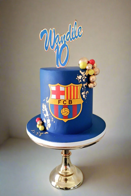 Blue soccer fan birthday cake