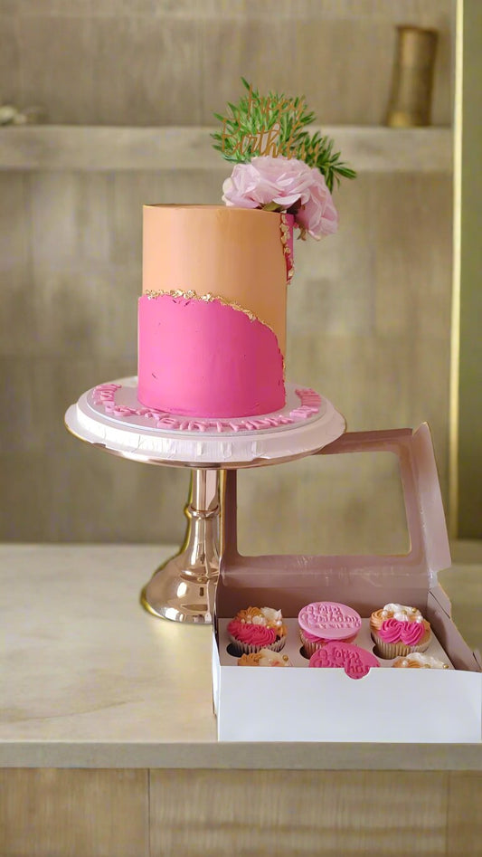 Pink/Peach birthday cake