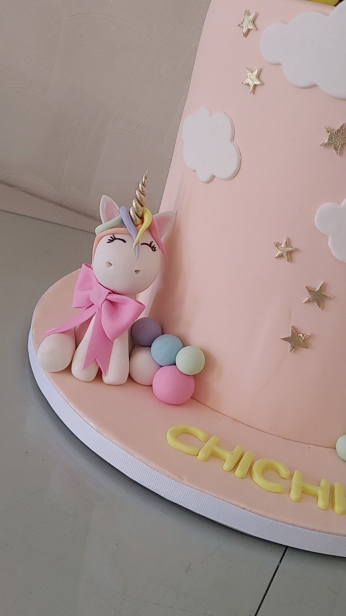 Pink unicorn birthday cake