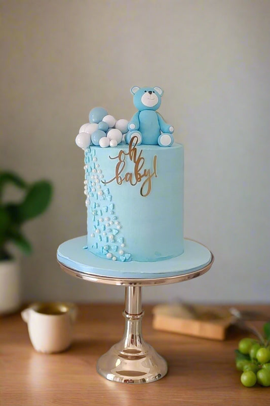 Powder blue baby shower cake