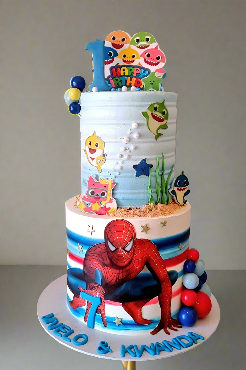 Spiderman colouful birthday cake