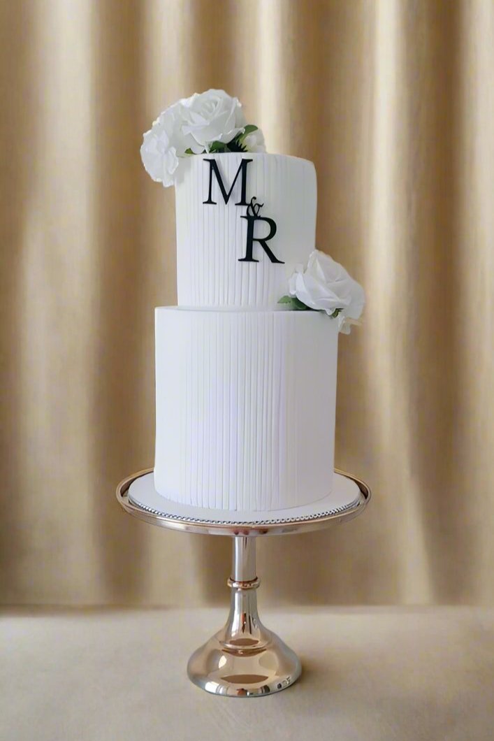 White Elegant 2 tier wedding cake